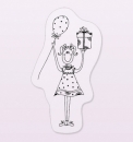 Mini Clearstamp - M�dchen mit Ballon