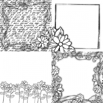 % Prima Marketing-Clear Paintables "Rahmen / Blumen" % 