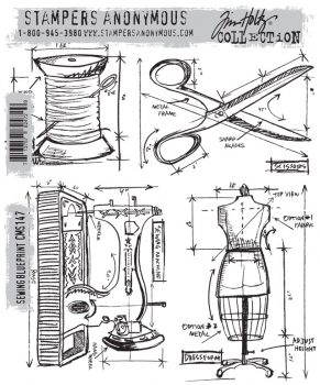 Tim Holtz Stempelset - Sewing Blueprint
