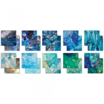 The essential Craft Papers Paper Pad - Ink Drops - Ocean - 6 x 6