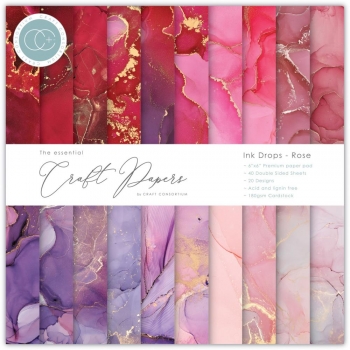 The essential Craft Papers Paper Pad - Ink Drops - Rose - 6 x 6