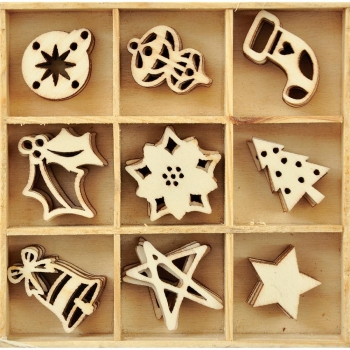 %Kaisercraft Wooden Flourish Pack - Festive%