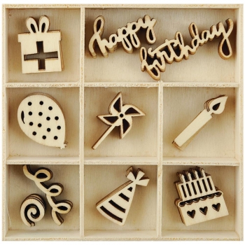 %Kaisercraft Wooden Flourish Pack - Party%