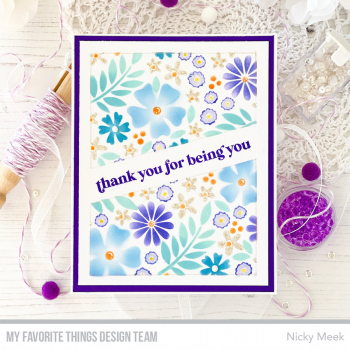 MFT - 4 1/2" x 6" Scene Stencil - Friendly Flowers Stencil Set