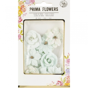 Prima Flowers - Santa Baby Mulberry Paper Flowers - Sweet Mint 12 Stk.