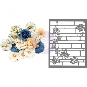 Prima Flowers - Prima Marketing Georgia Blues Mulberry Paper Flowers - Wilcox (inkl. Stencil) 15 Stk.