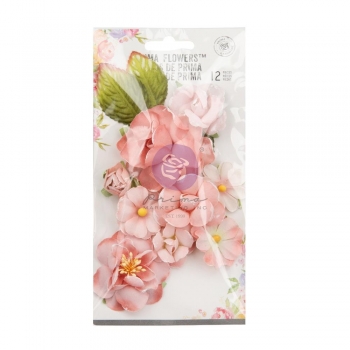 Prima Marketing Mulberry Paper Flowers - Sweet Things/Strawberry Milkshake 12 Stk.