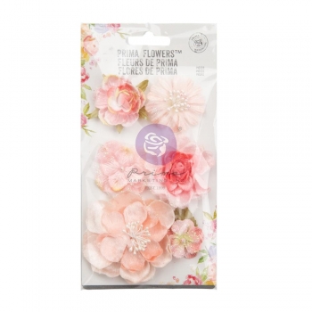 Prima Marketing Mulberry Paper Flowers - Velvety Smooth/Strawberry Milkshake 6 Stk.