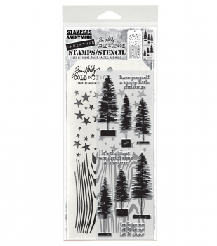 Tim Holtz Layering Stamps/Stencil - Bottlebrush Trees