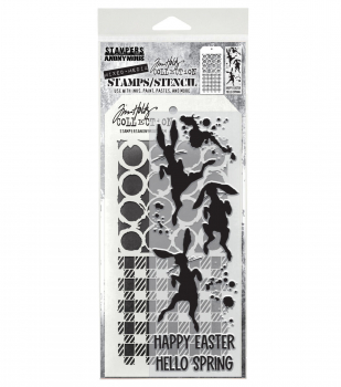 Tim Holtz Layering Stamps/Stencil - Bunny Hop