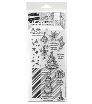 Tim Holtz Layering Stamps/Stencil - Tattered Christmas