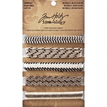Tim Holtz - Trimming Naturals, Black/Cream Bänder