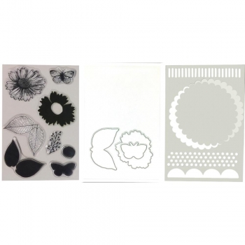 Wendy Wechi Stamp, Die & Stencil Set - Country Flowers