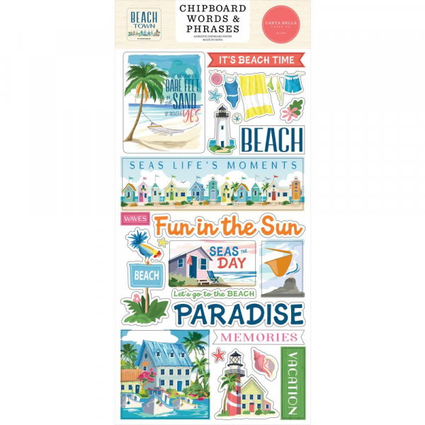 Carta Bella Chipboard Words & Phrases - Beach Town