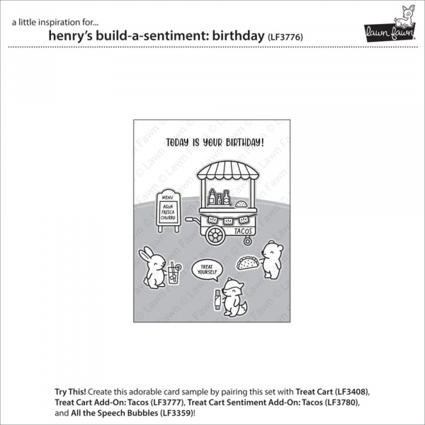 Lawn Fawn Clear Stamps - Henry's Build-A-Sentiment: Birthday