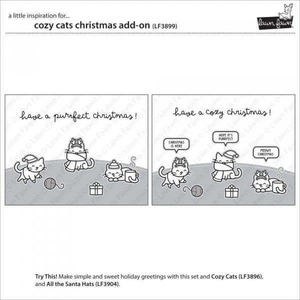 Lawn Fawn Clear Stamps - Cozy Cats Christmas Add-On