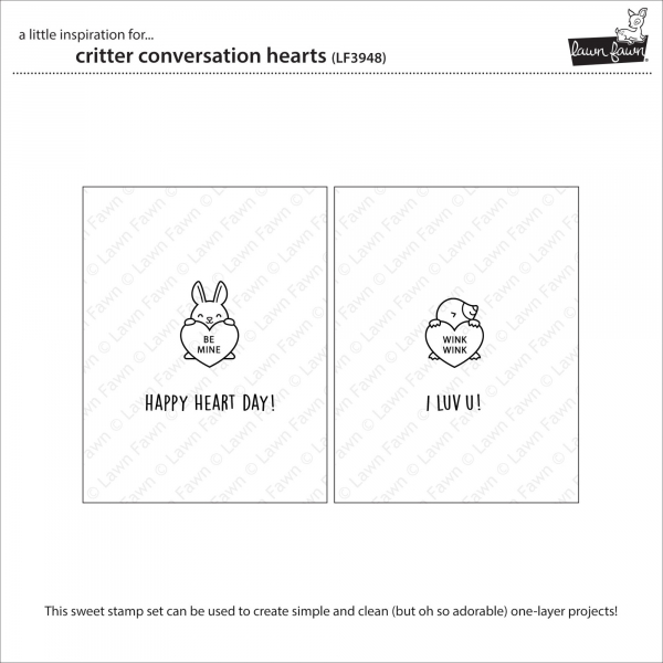 Lawn Fawn Clear Stamps - Critter conversation Hearts