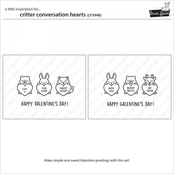 Lawn Fawn Clear Stamps - Critter conversation Hearts