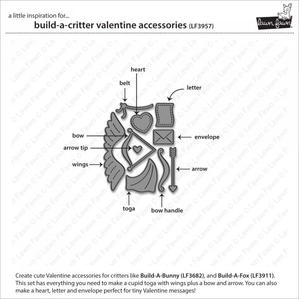 Lawn Fawn Die - Build-A-Critter Valentine Accessories