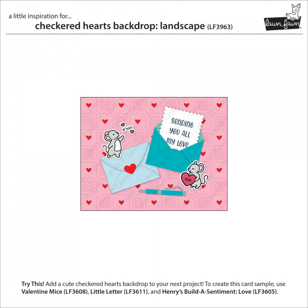 Lawn Fawn Die - Checkered Heart Backdrop: Landscape
