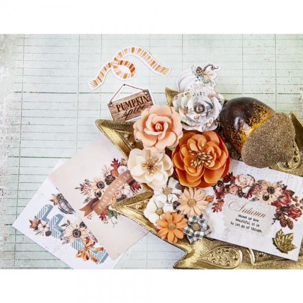 Prima Marketing Mulberry Paper Flowers - Orange Sunset/Pumpkin & Spice 10 Stk.