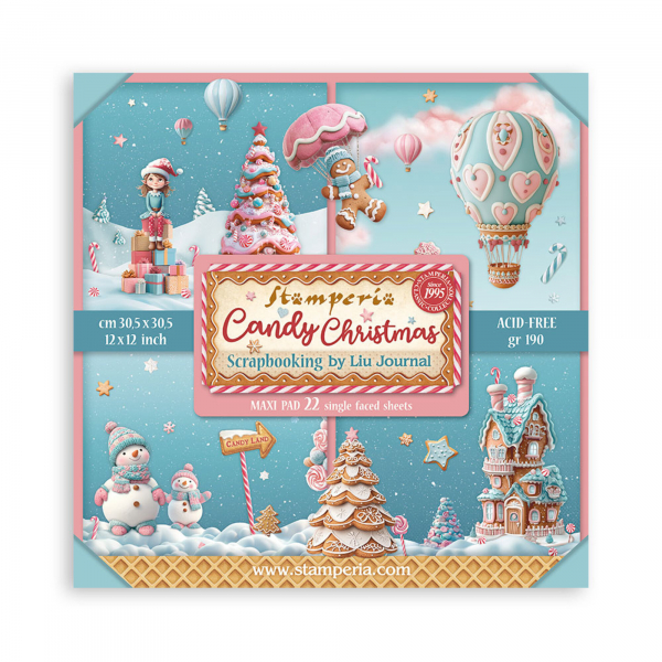 Stamperia - MAXI Paper Pad - Candy Christmas 12"x12"