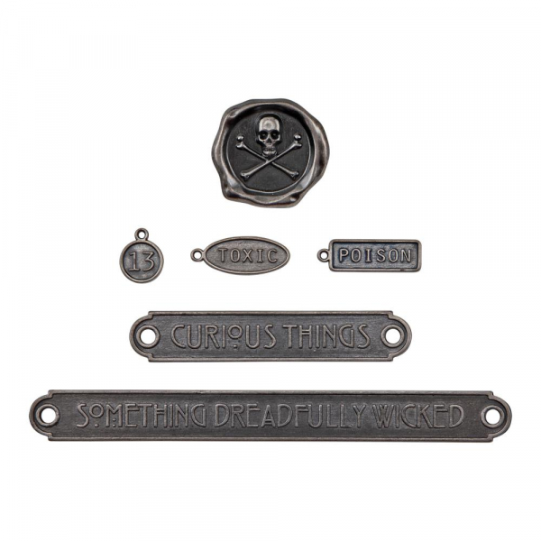 Tim Holtz - Word Plaques + Tags - Halloween 6 Stk.