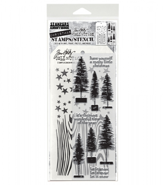 Tim Holtz Layering Stamps/Stencil - Bottlebrush Trees
