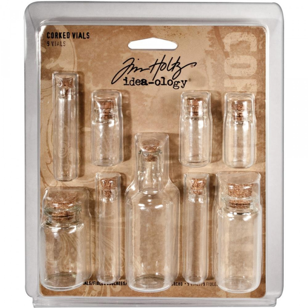 Tim Holtz - 9 Corked Vials / Glasfläschchen