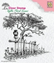 Nellie`s Choice Clearstamp - Idyllic Floral Scenes - Tree with Fence