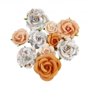 Prima Marketing Mulberry Paper Flowers - Orange Sunset/Pumpkin & Spice 10 Stk.