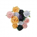 Prima Marketing Mulberry Paper Flowers - Candy Corn/Thirty-One 12 Stk.